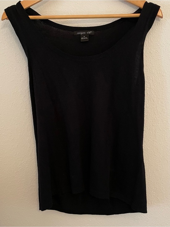 august silk Tops - August Silk Women’s Tank Top XL Black Silk Sweater Blend Lightweight Basic